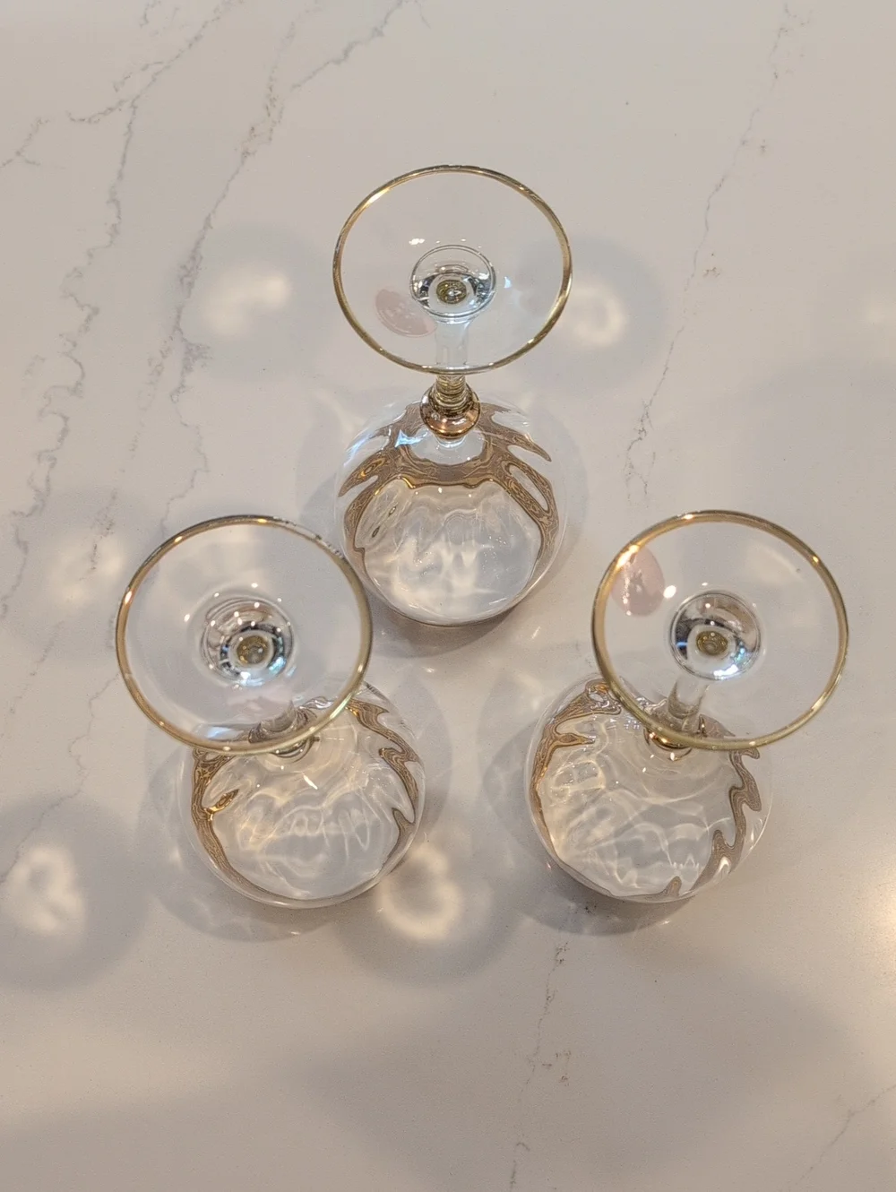 Elegant Vintage Cristalleria Fumo 24K Gold-Rimmed Wine Glasses - Set of 3 Italy